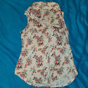 Floral button up tank top